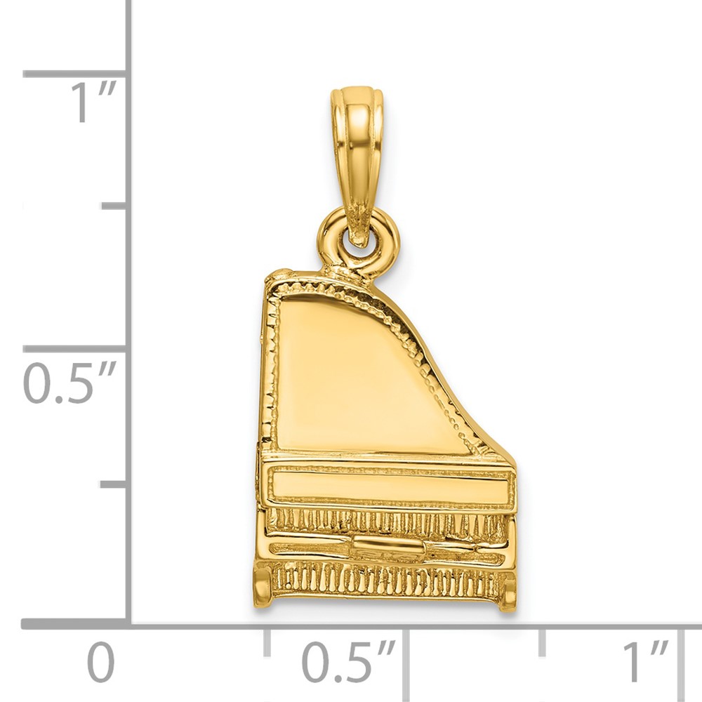 14K 3-D Grand Piano Top Opens Charm (K7236)
