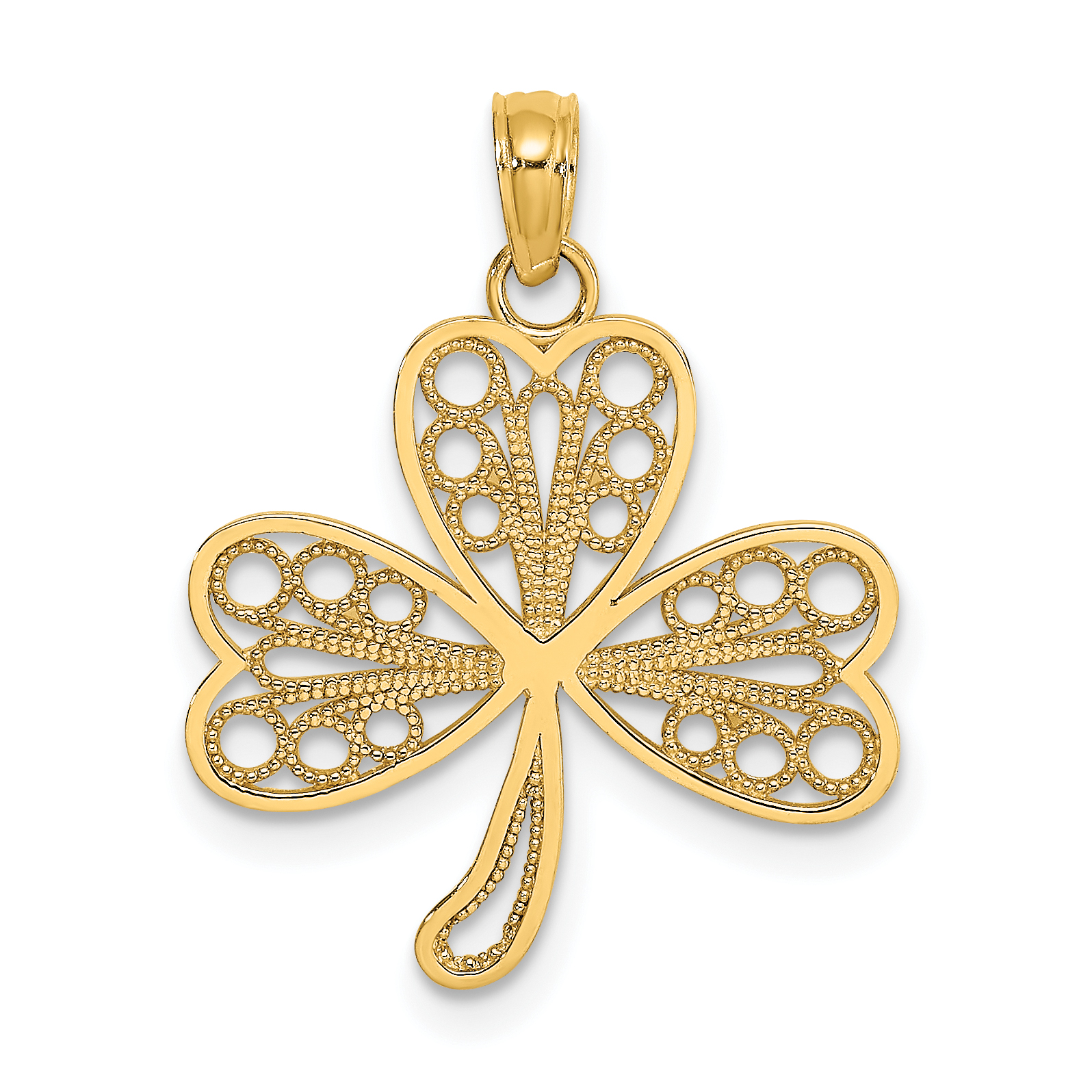 14K Filigree 3-Leaf Clover Charm (K7242)