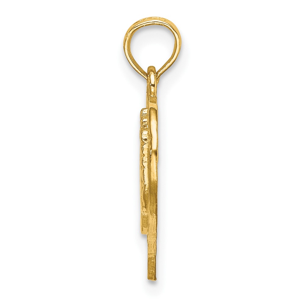 14K Cut-Out Double Hand Prints In Heart Charm (K7244)