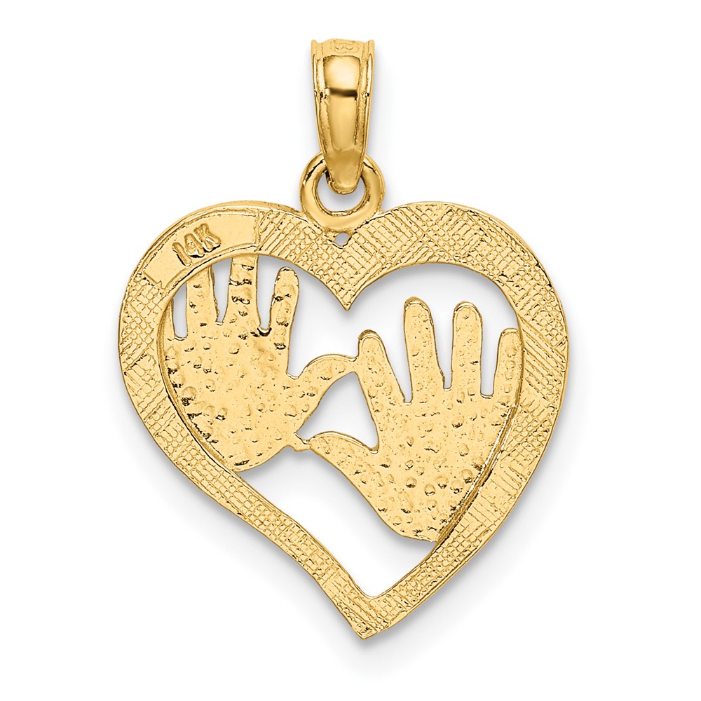 14K Cut-Out Double Hand Prints In Heart Charm (K7244)