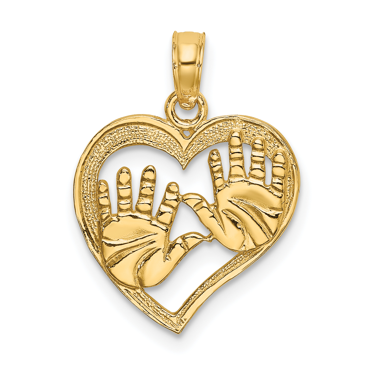 14K Cut-Out Double Hand Prints In Heart Charm (K7244)