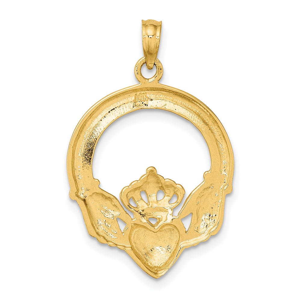 14K  Polished Large Claddagh Heart Charm (K7247)