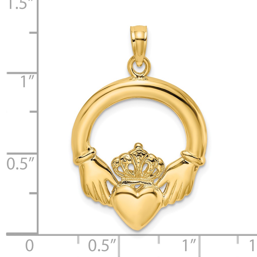 14K  Polished Large Claddagh Heart Charm (K7247)