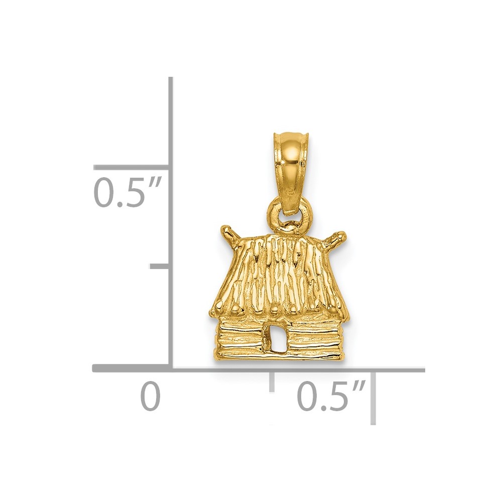 14K 3-D Bungalow Island Hut Charm (K7249)