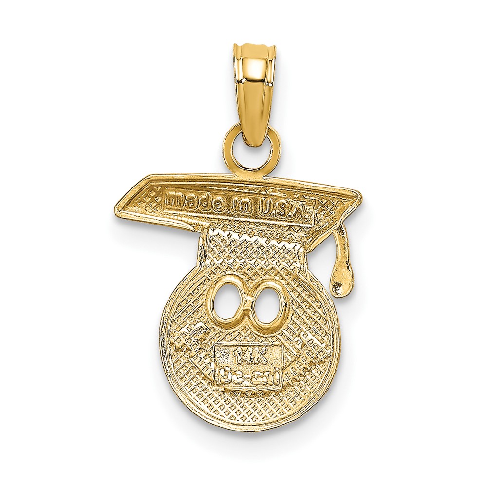 14K Polished Smiley Face w/ Graduation Cap Charm (K7250)