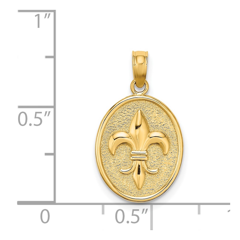 14K Fleur de Lis on Oval Disc Charm (K7260)