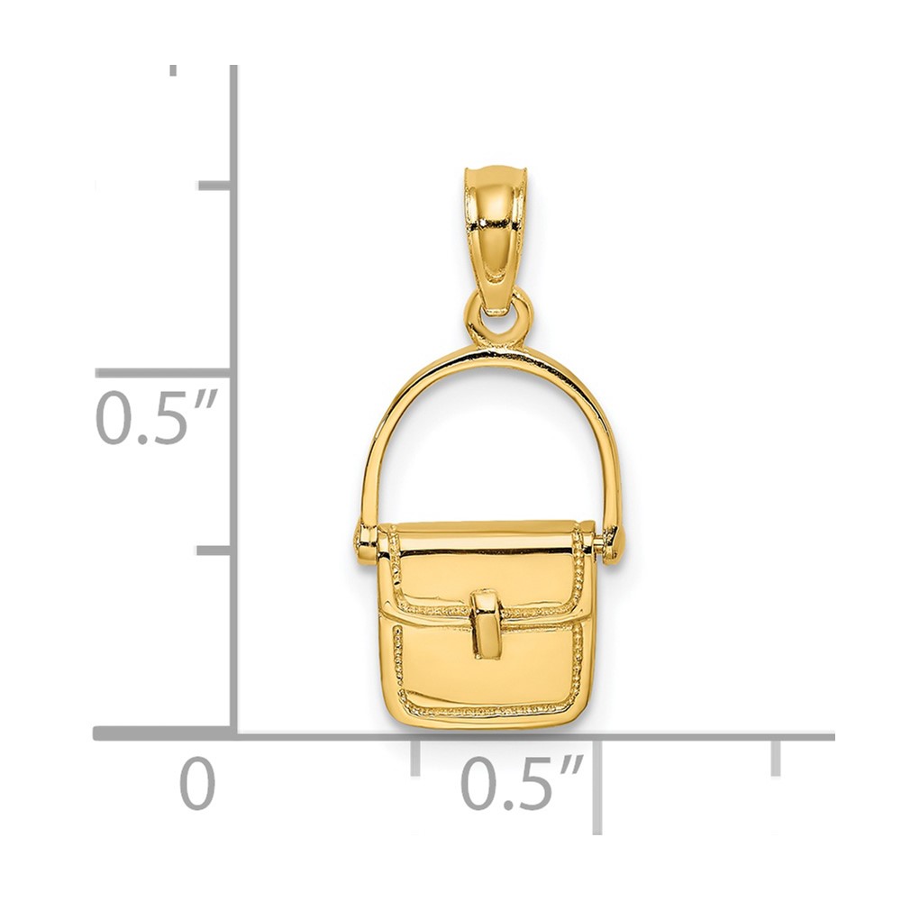 14K 3-D Moveable Polished Purse Charm (K7265)