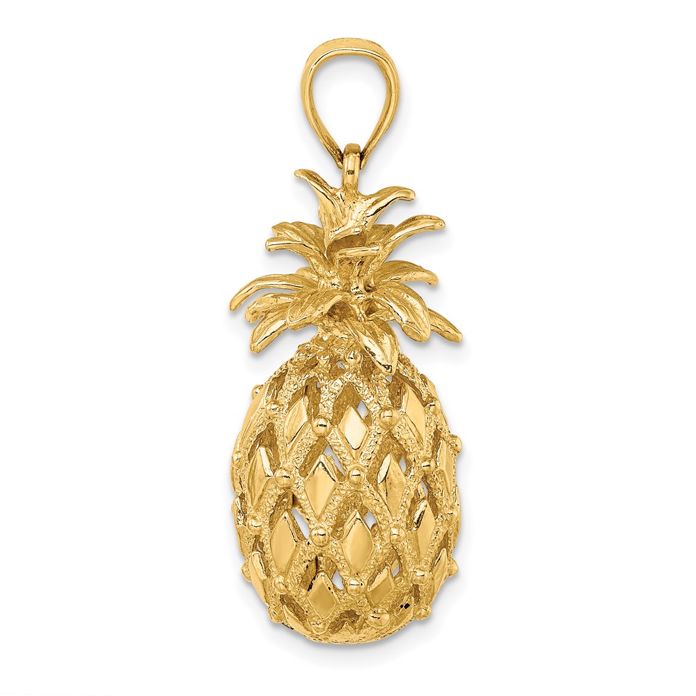 14K 3-D Textured and Polished Pineapple Charm (K7266)