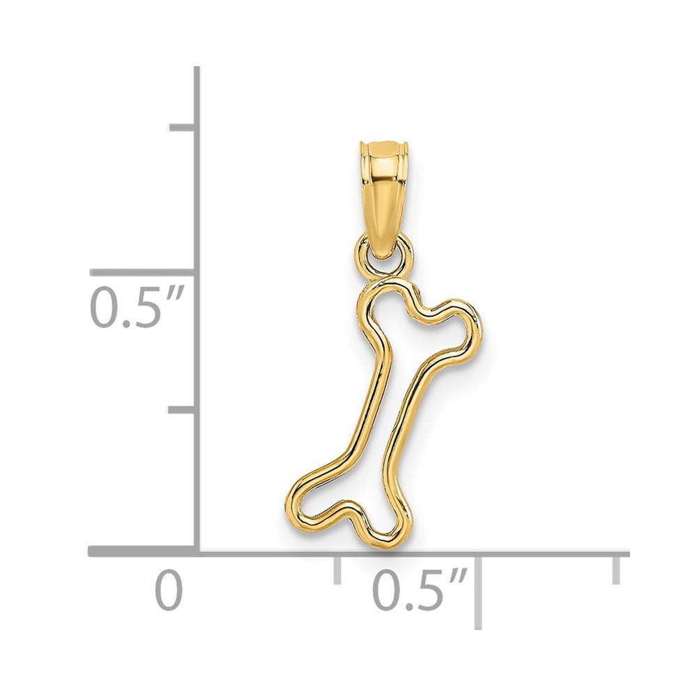 14K Cut-Out Polished Mini Dog Bone Charm (K7270)