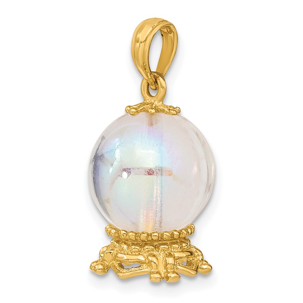 14K 3D Crystal Ball Charm (K7296)