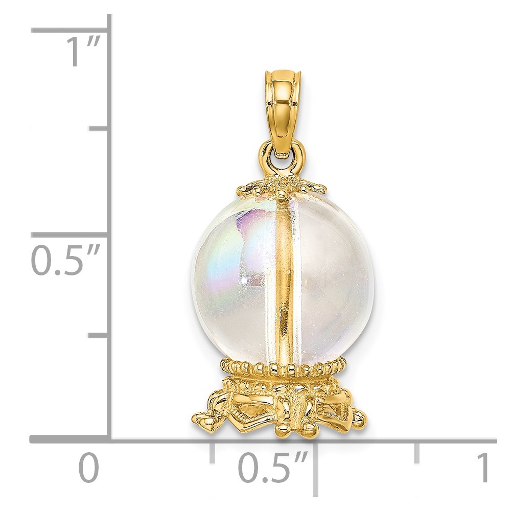 14K 3D Crystal Ball Charm (K7296)