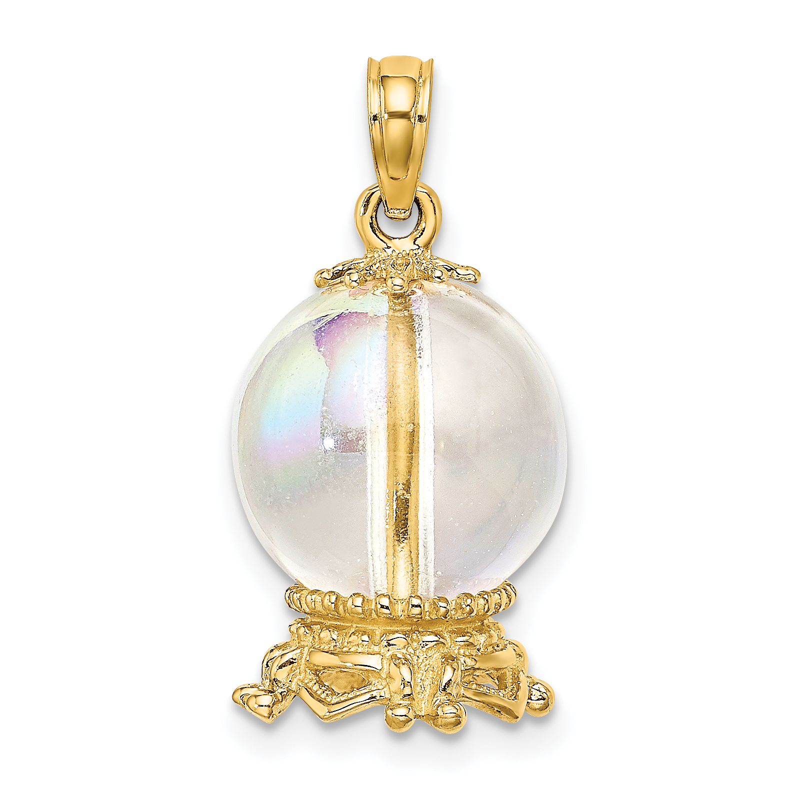 14K 3D Crystal Ball Charm (K7296)