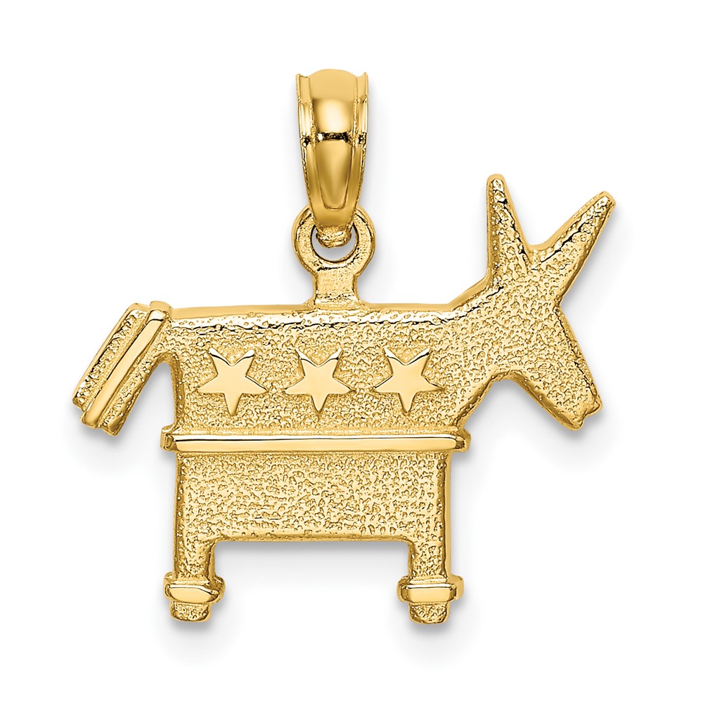 14K 3-D Textured Democratic Donkey Charm (K7298)