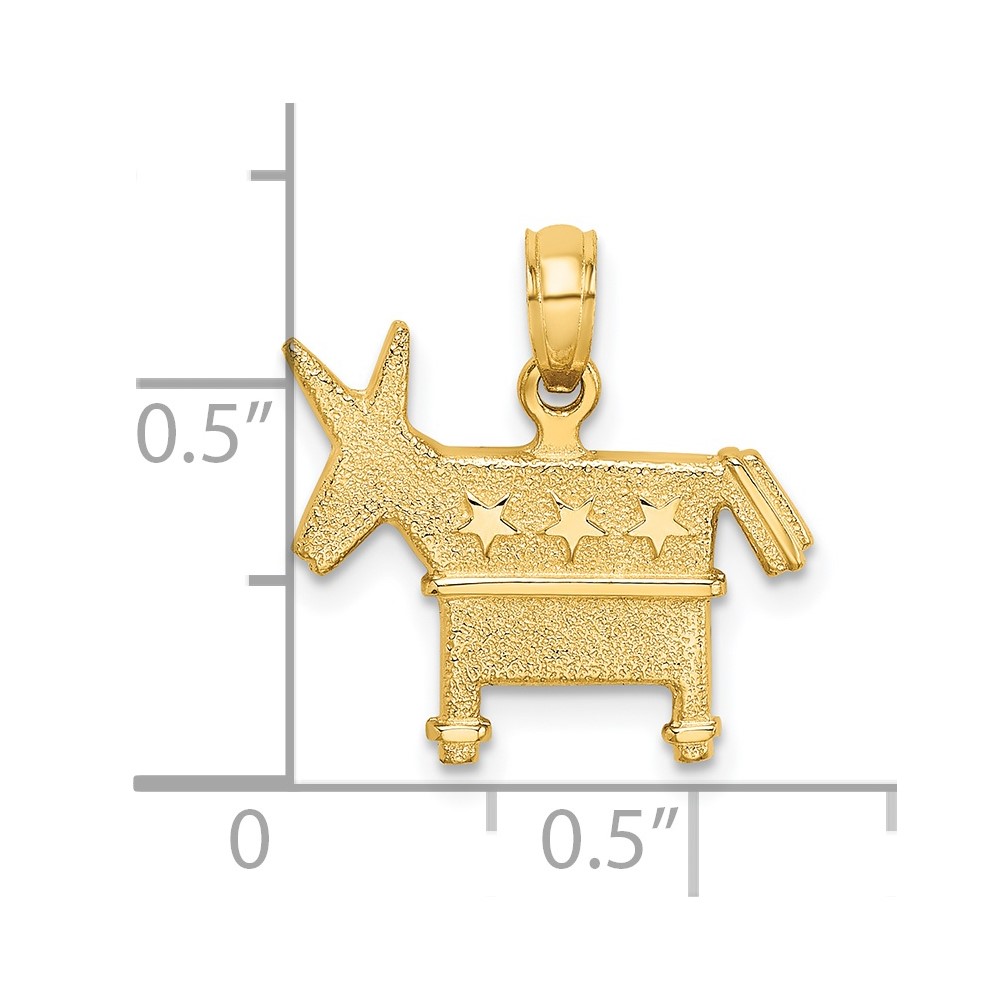 14K 3-D Textured Democratic Donkey Charm (K7298)