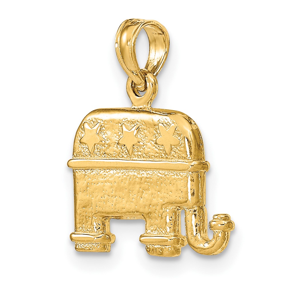 14K 3-D Textured Republican Elephant Charm (K7300)