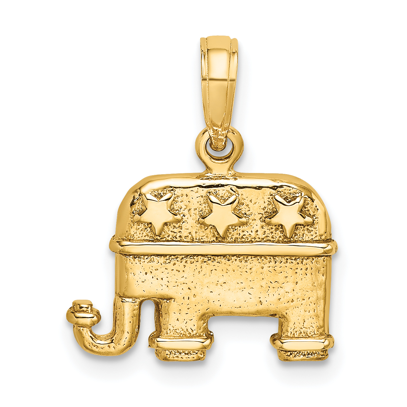 14K 3-D Textured Republican Elephant Charm (K7300)