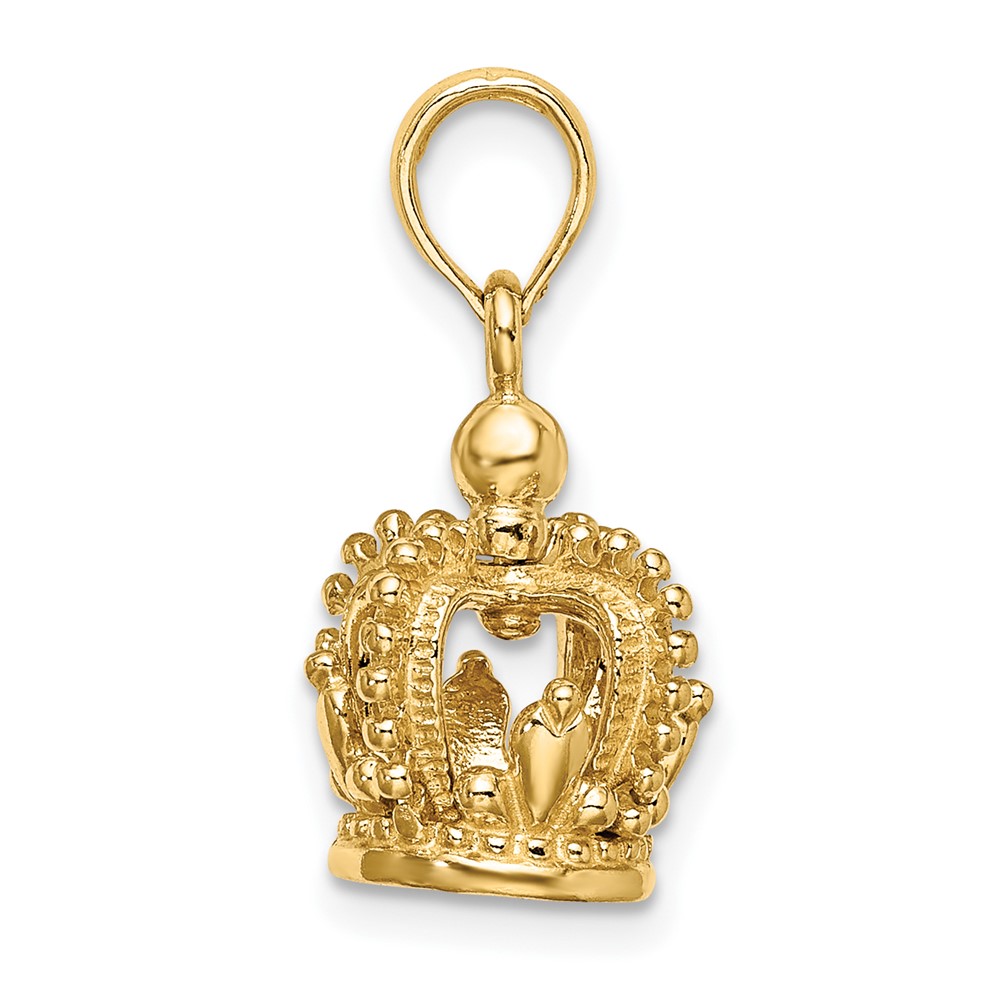 14K 3-D Polished Crown Charm (K7301)