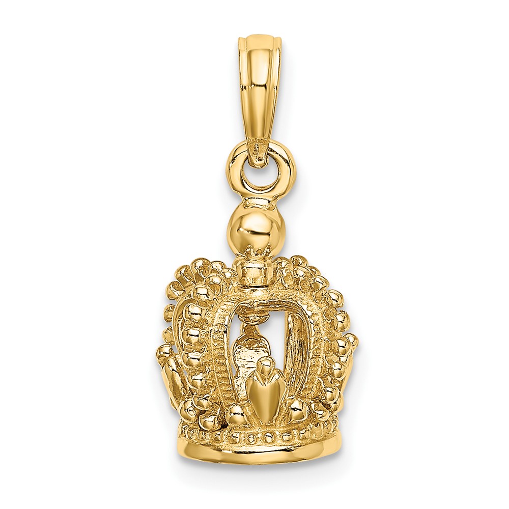 14K 3-D Polished Crown Charm (K7301)