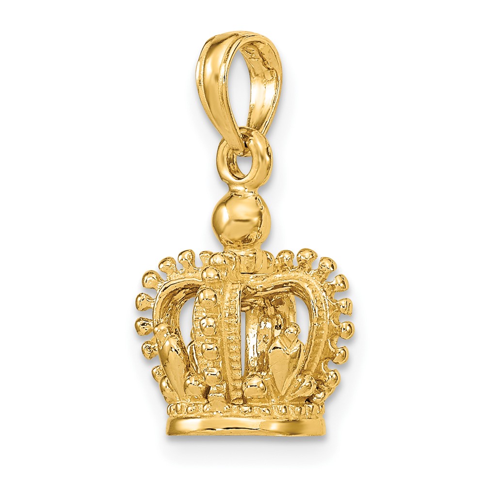 14K 3-D Polished Crown Charm (K7301)