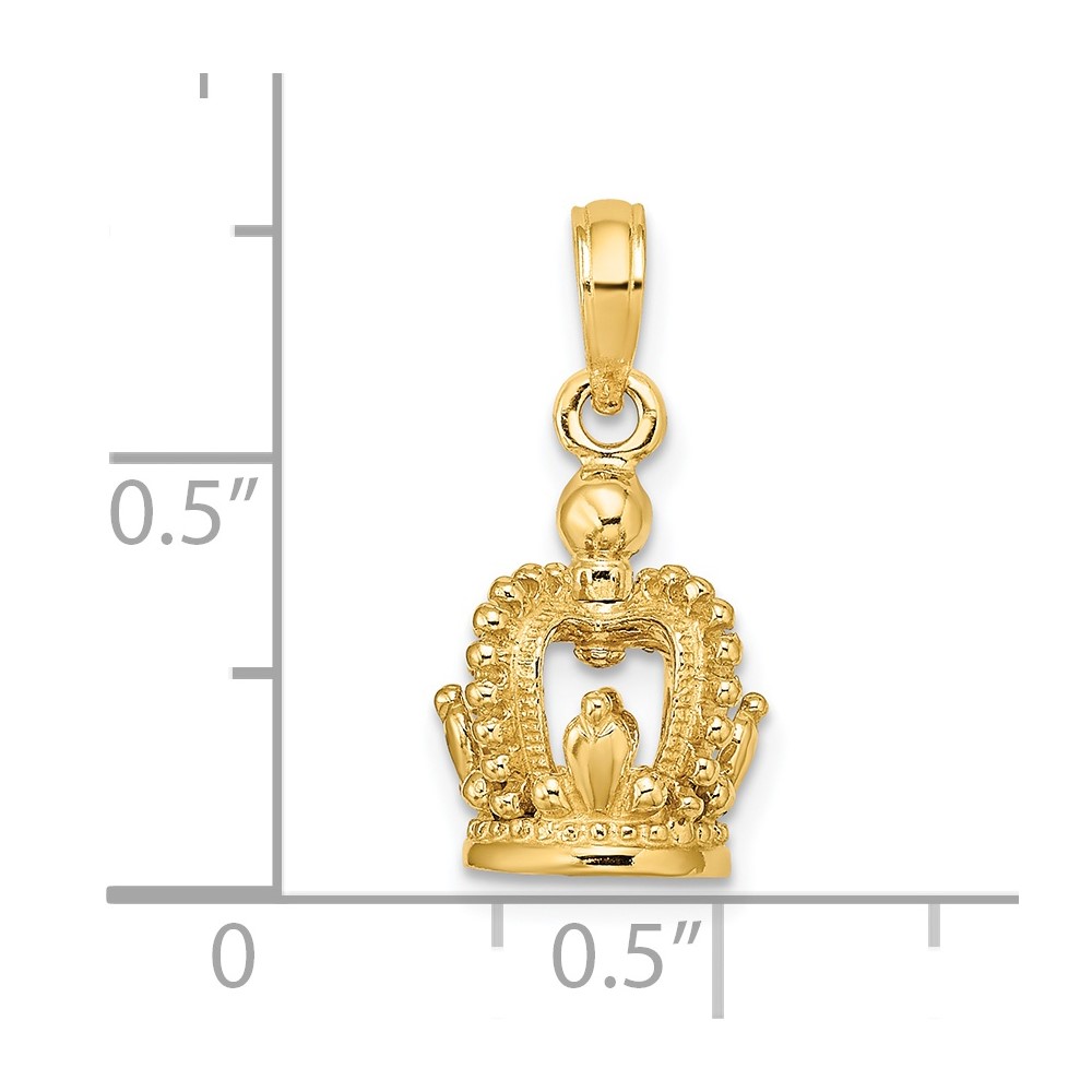 14K 3-D Polished Crown Charm (K7301)