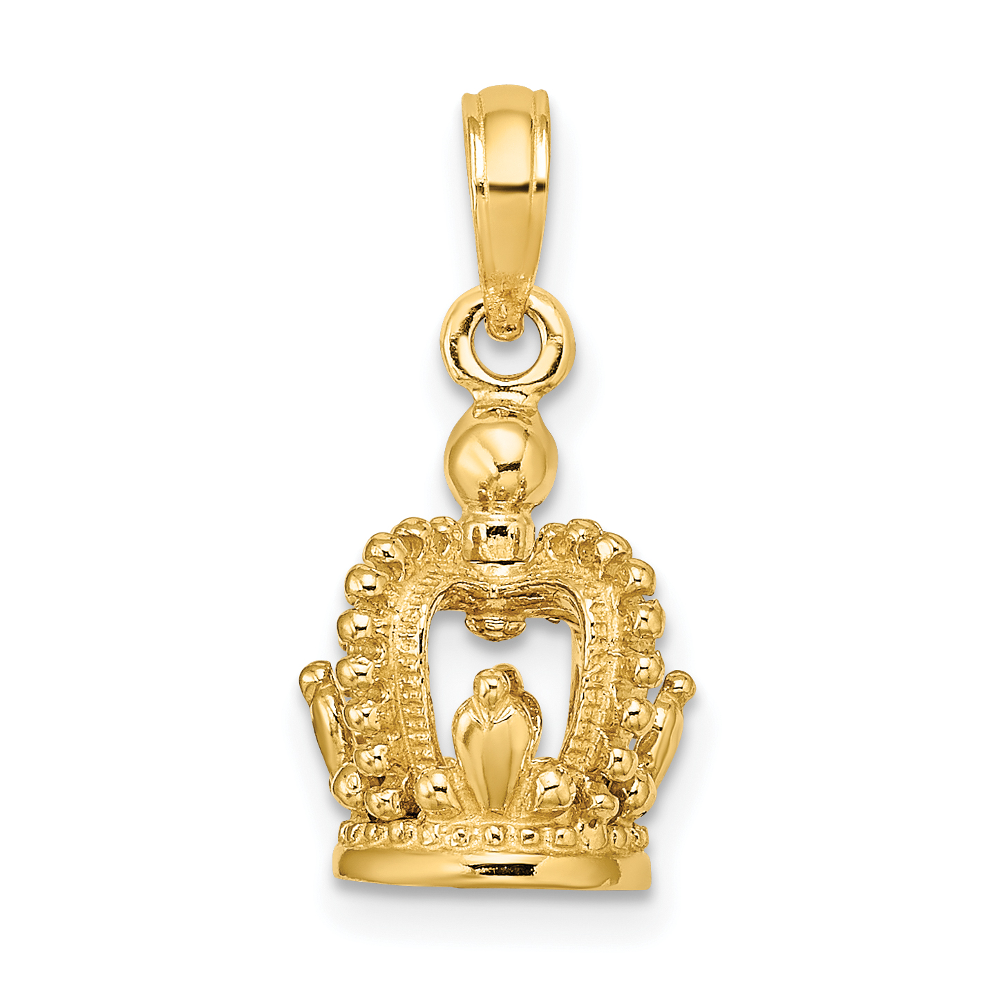14K 3-D Polished Crown Charm (K7301)