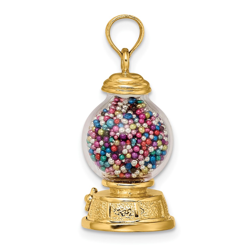 14K 3-D Moveable Gumball Machine Glass Pendant (K7307)
