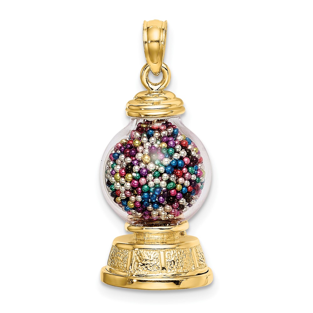 14K 3-D Moveable Gumball Machine Glass Pendant (K7307)