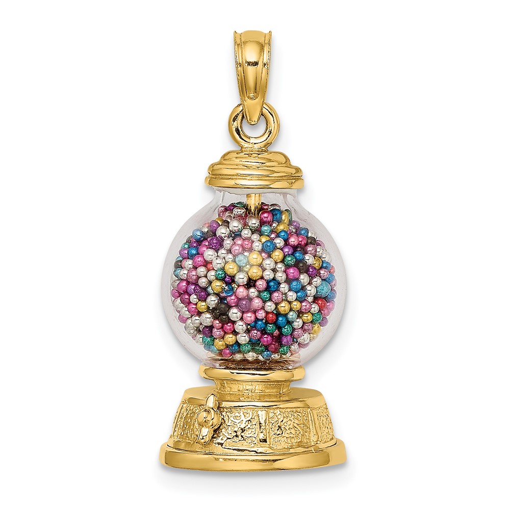 14K 3-D Moveable Gumball Machine Glass Pendant (K7307)