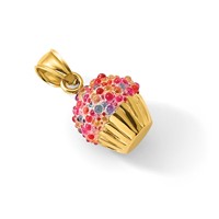 14K Yellow Gold 3-D Charm with Colored Bead Icing Cupcake view 5