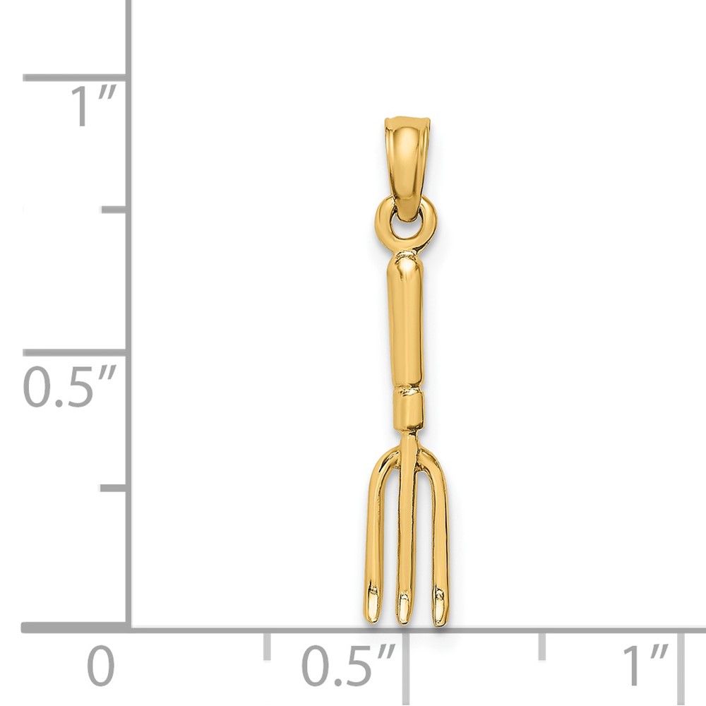 14K 3-D  Fork Garden Tool Charm (K7318)