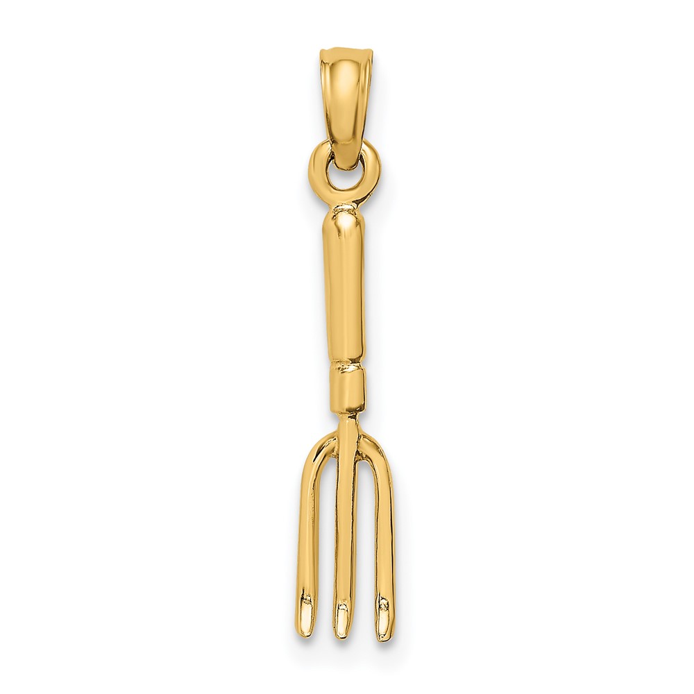 14K 3-D  Fork Garden Tool Charm (K7318)