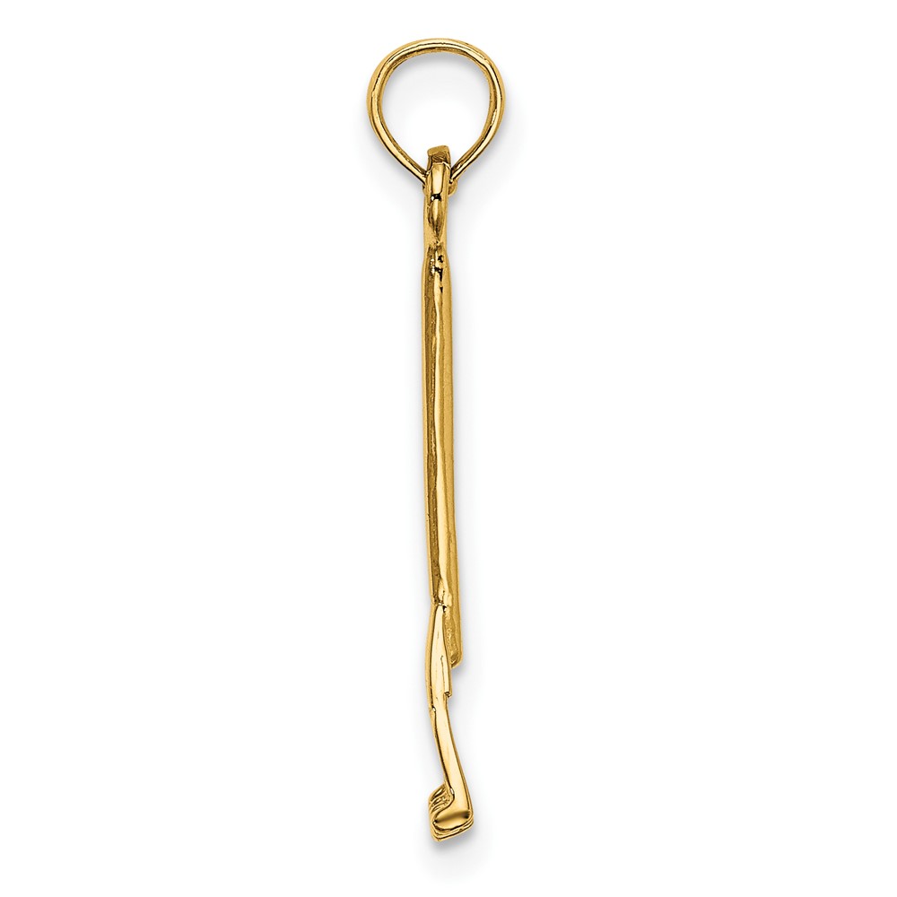 14K 3-D Leaf Rake Garden Tool Charm (K7321)