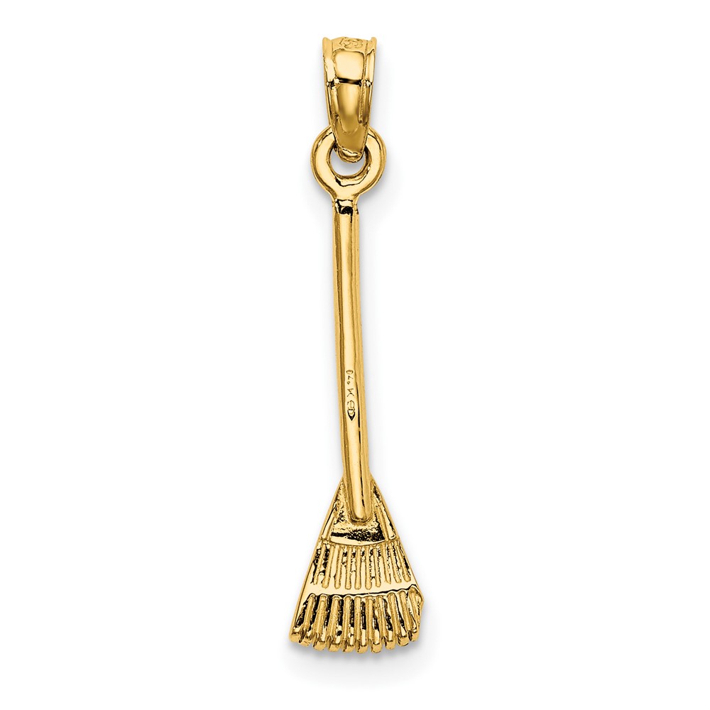 14K 3-D Leaf Rake Garden Tool Charm (K7321)