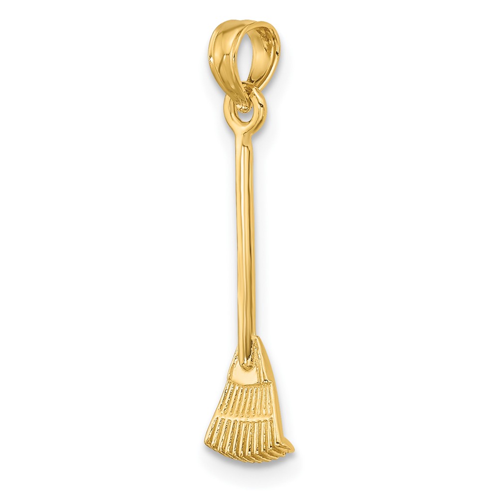 14K 3-D Leaf Rake Garden Tool Charm (K7321)
