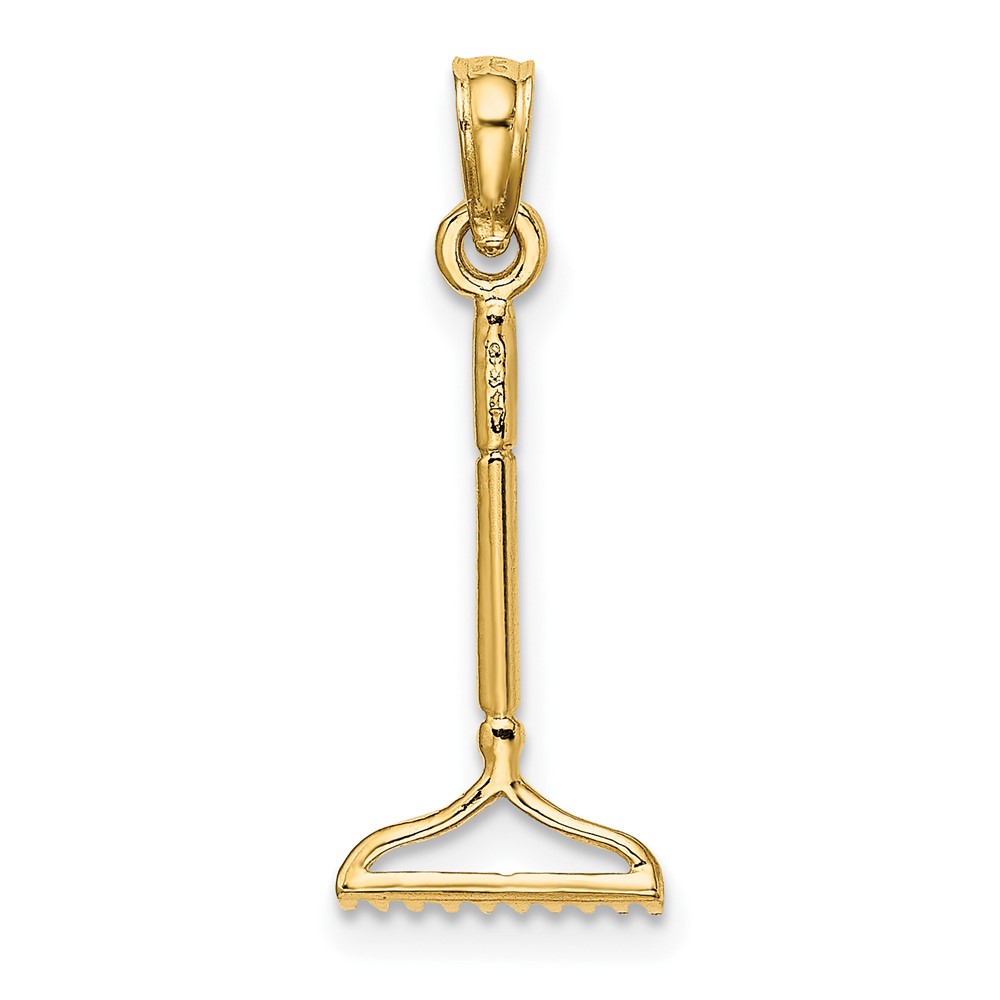 14K 3-D Landscape Rake Garden Tool Charm (K7322)