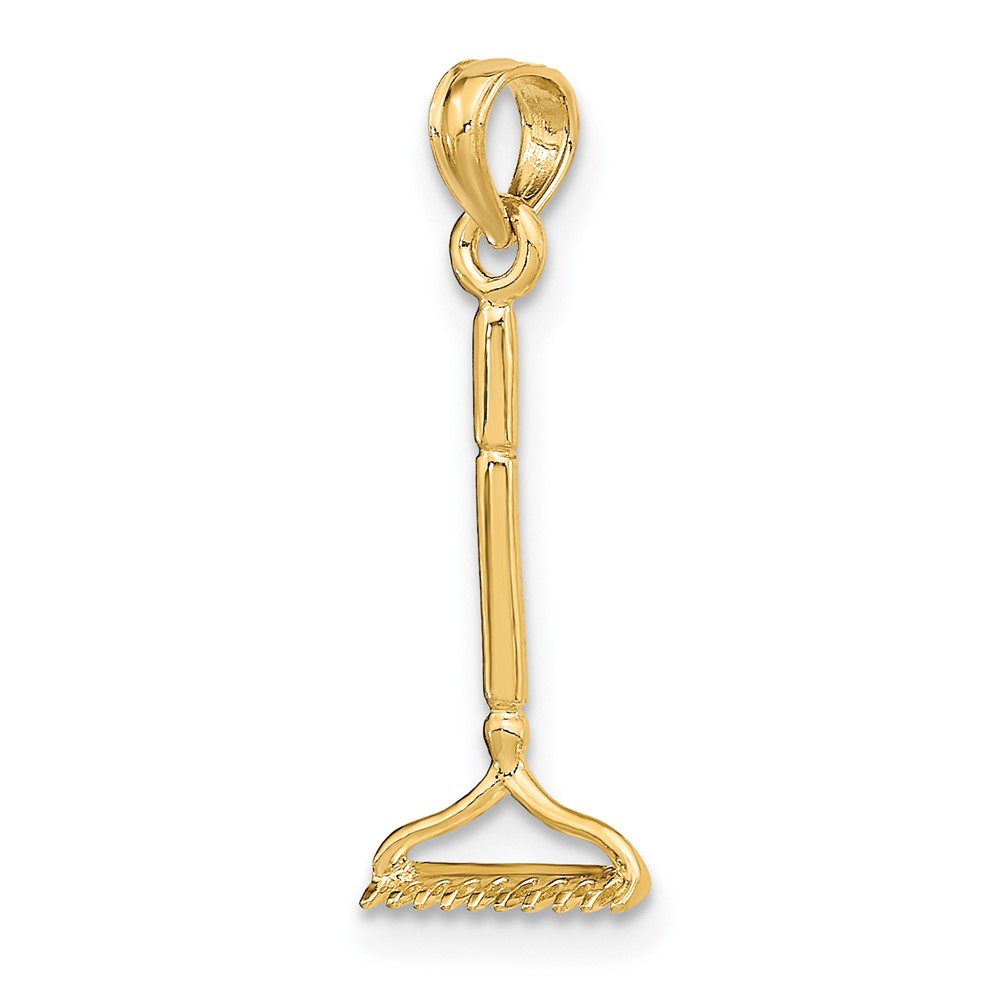 14K 3-D Landscape Rake Garden Tool Charm (K7322)