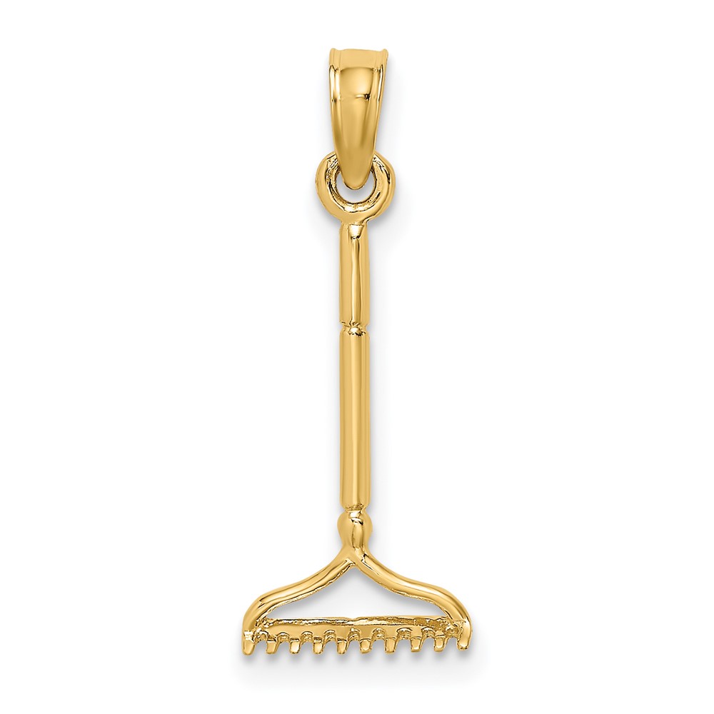 14K 3-D Landscape Rake Garden Tool Charm (K7322)