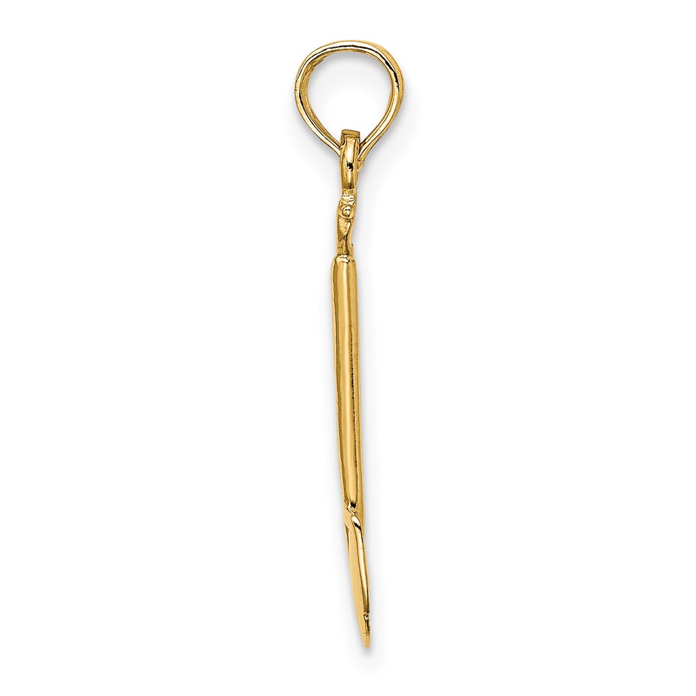 14K 3-D Polished Shovel Garden Tool Charm (K7323)