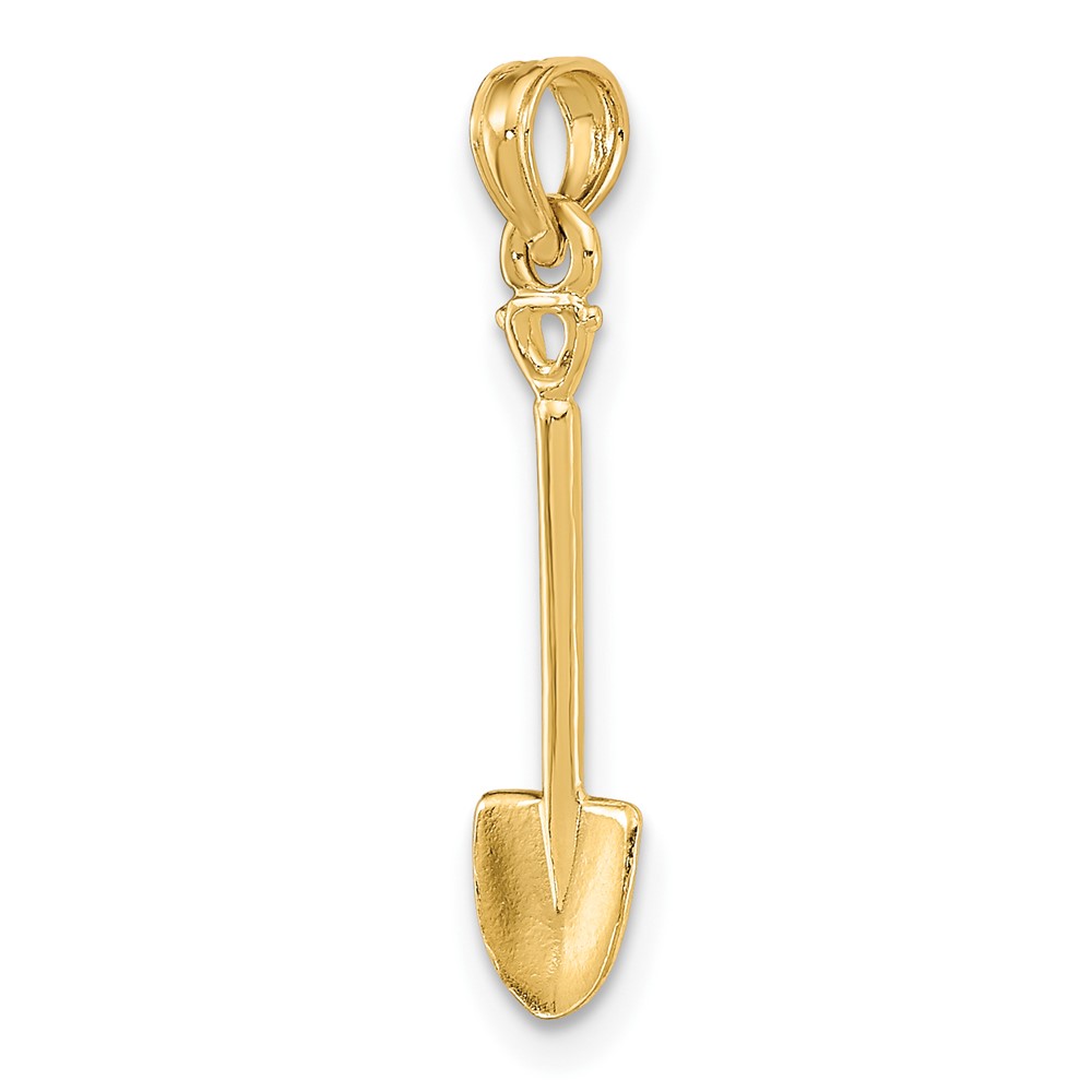 14K 3-D Polished Shovel Garden Tool Charm (K7323)
