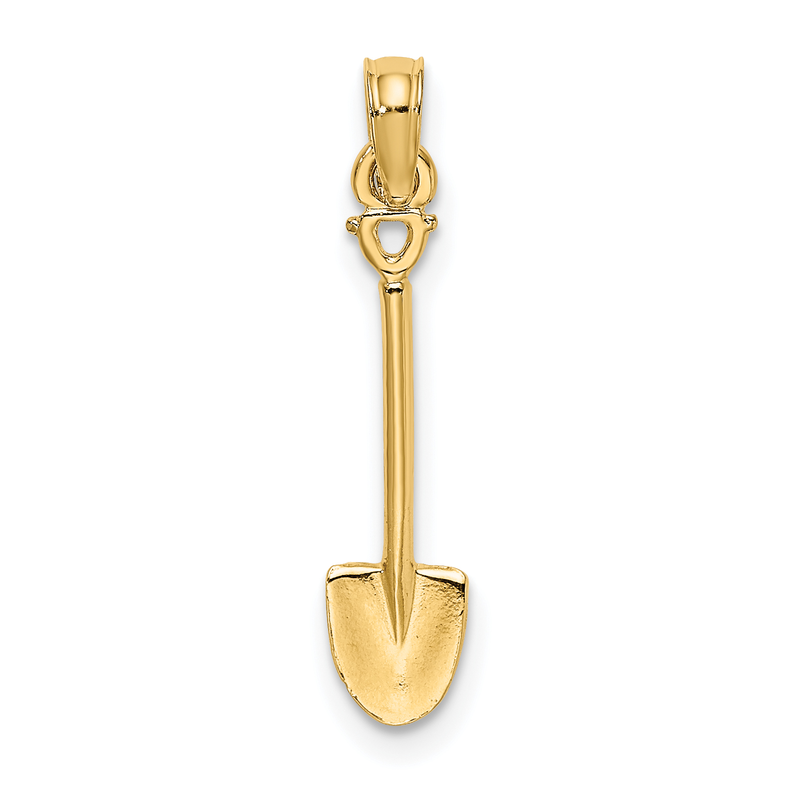 14K 3-D Polished Shovel Garden Tool Charm (K7323)