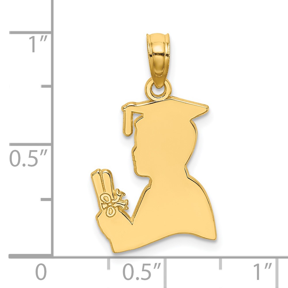 14K Polished Male Graduation Profile Charm (K7324)