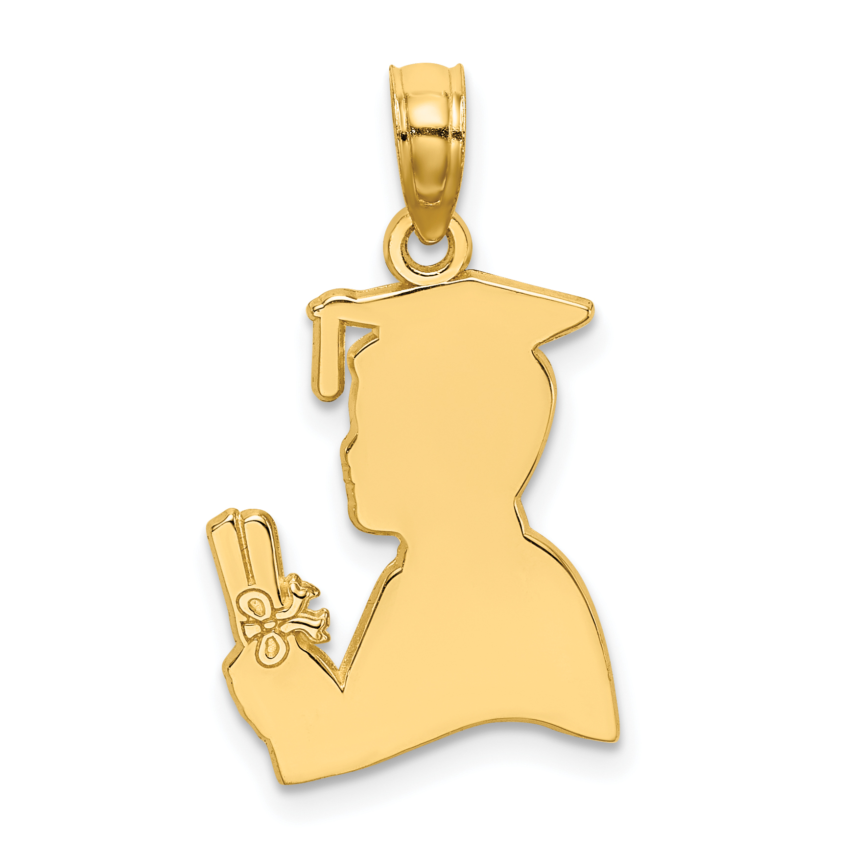 14K Polished Male Graduation Profile Charm (K7324)