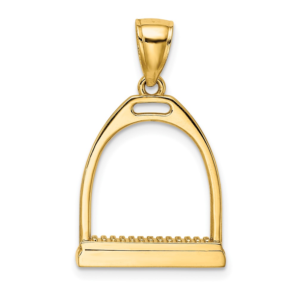14K 3-D and Polished Large Horse Stirrup Charm (K7326)