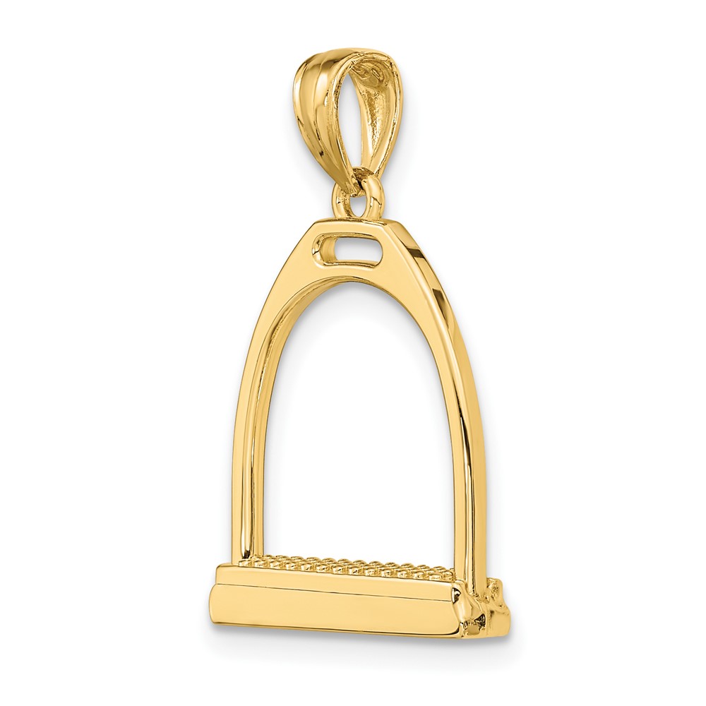 14K 3-D and Polished Large Horse Stirrup Charm (K7326)
