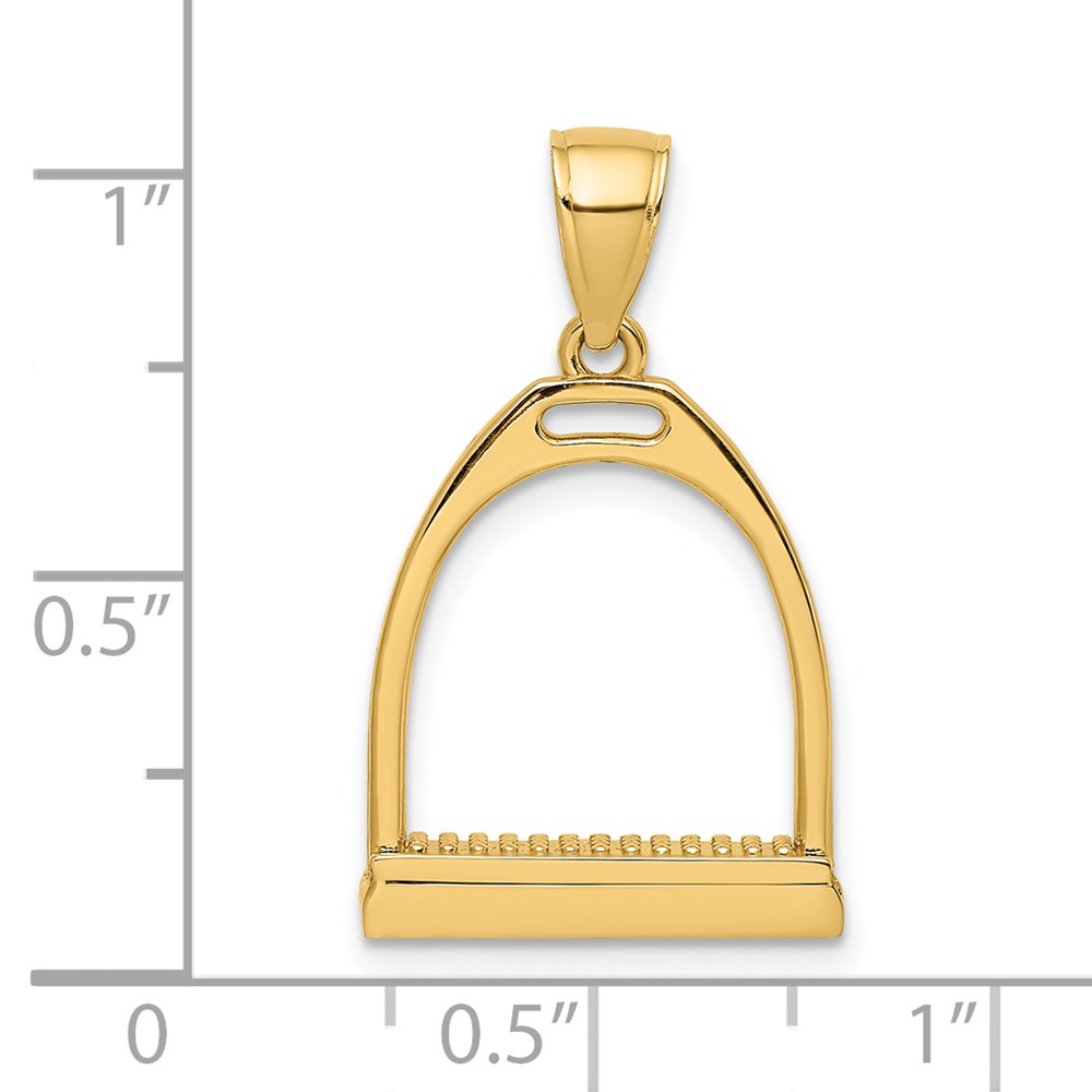 14K 3-D and Polished Large Horse Stirrup Charm (K7326)