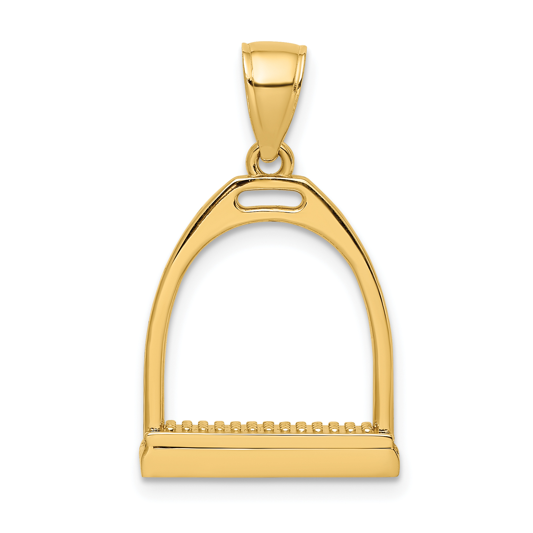 14K 3-D and Polished Large Horse Stirrup Charm (K7326)