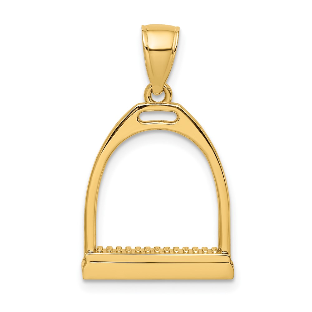 14K 3-D and Polished Large Horse Stirrup Charm (K7326)