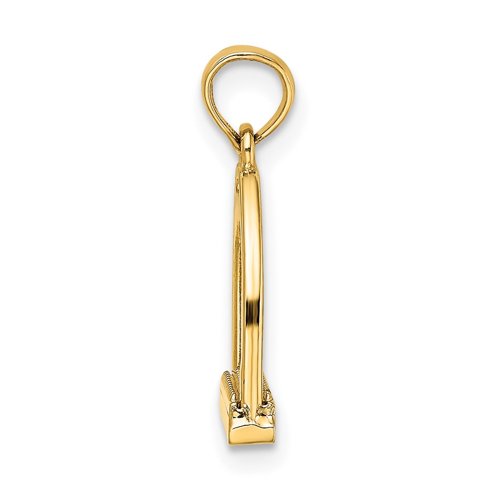 14K 3-D Polish Small Horse Stirrup Charm (K7327)