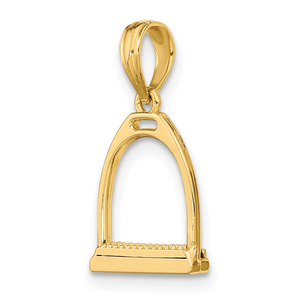 14K 3-D Polish Small Horse Stirrup Charm (K7327)