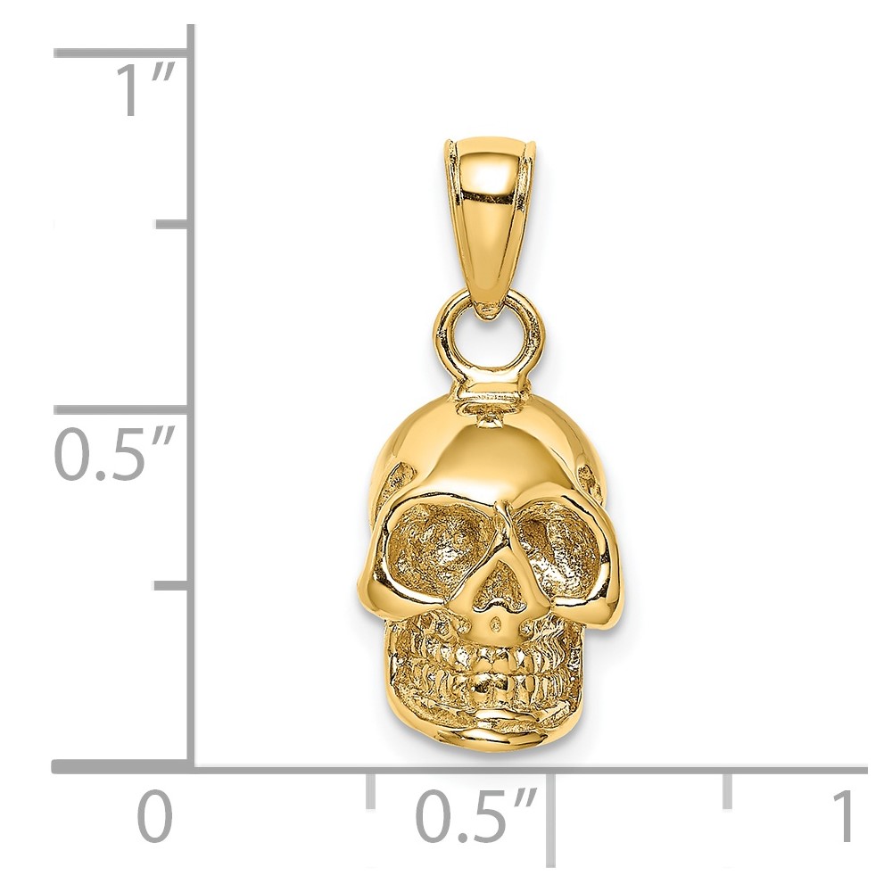 14K 3-D Polished Skull Pendant (K7328)